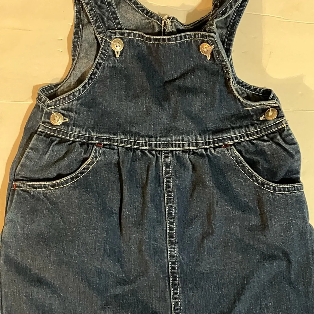 Vintage Baby Gap Blue Jean Overalls Snap Inseam Size 18/24 month